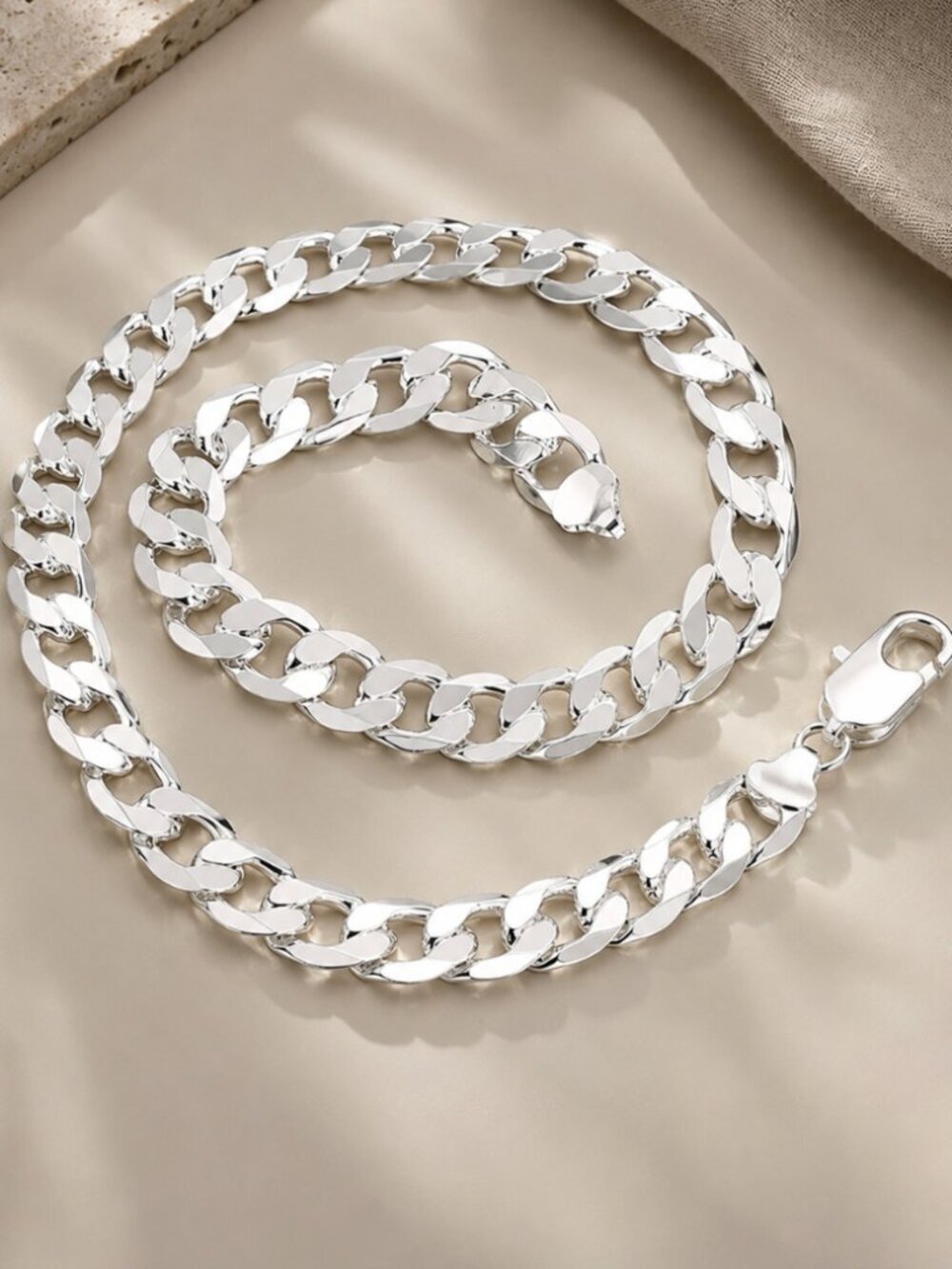 925 Sterling Silver Chunky Chain Link Necklace 12 MM Statement Necklace Unisex